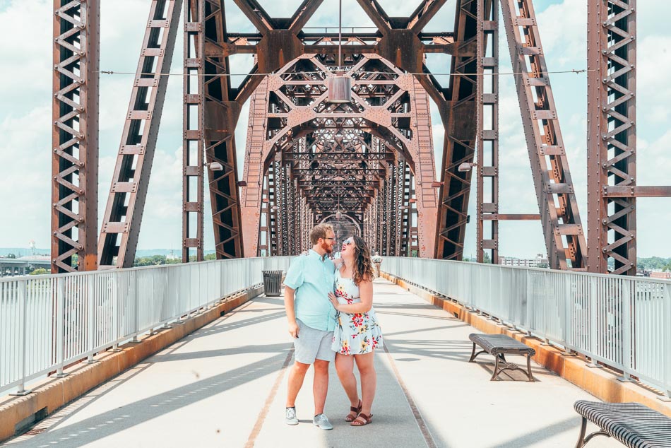 Lia and Jeremy Garcia on Big Four Bridge in Louisville, Kentucky