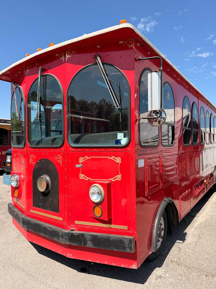 Old Fashioned Express Trolley interior bench seating